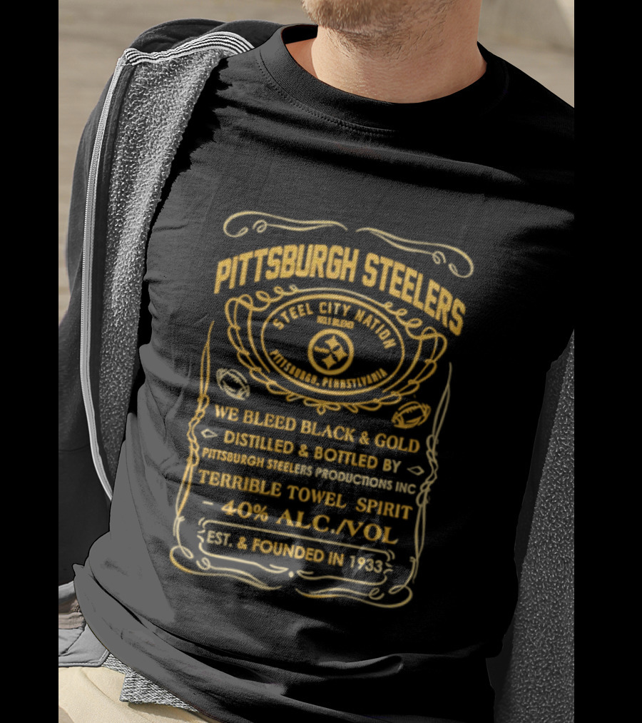 Pittsburgh Steelers Terrible Towel Spirits Established 1933 Black And Gold T-Shirt