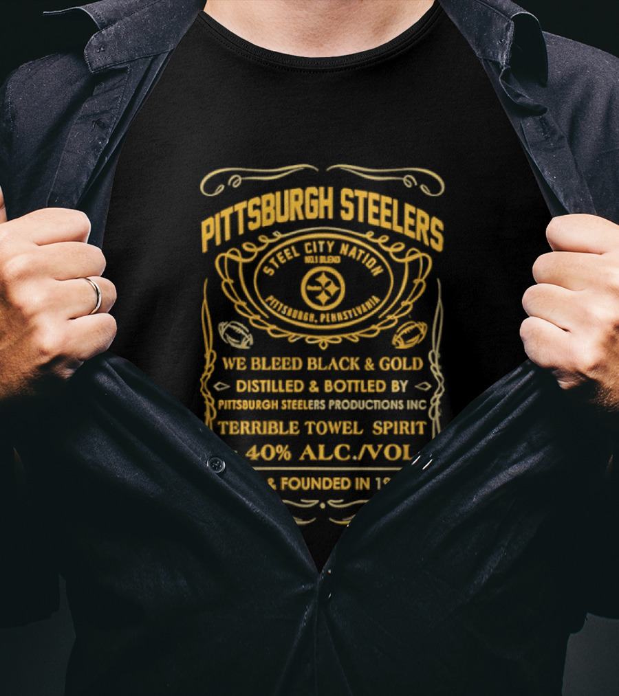 Pittsburgh Steelers Terrible Towel Spirits Established 1933 Black And Gold T-Shirt