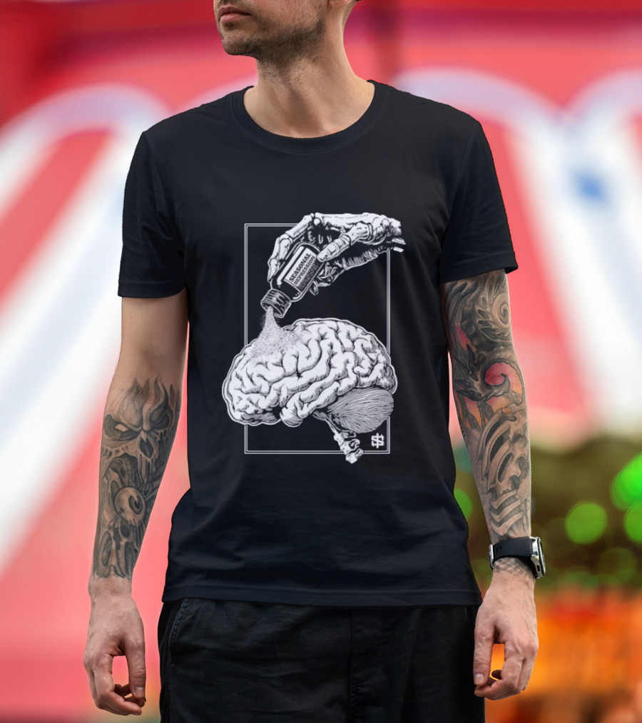 Seasonal Depression Skeleton Hand Pouring On Brain T-Shirt
