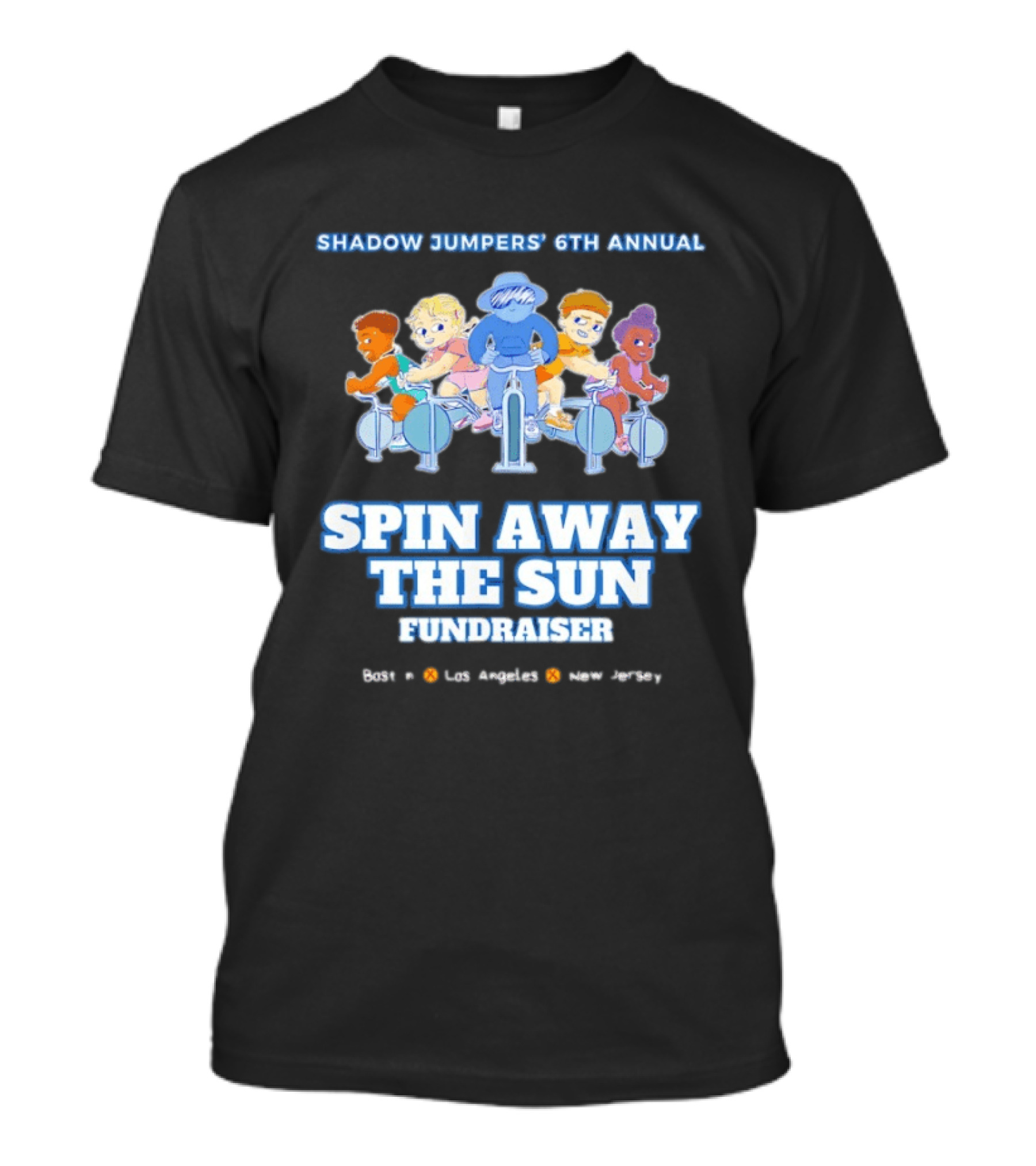 Shadow Jumpers 6th Annual Spin Away The Sun Fundraiser Los Angeles New Jersey T-Shirt