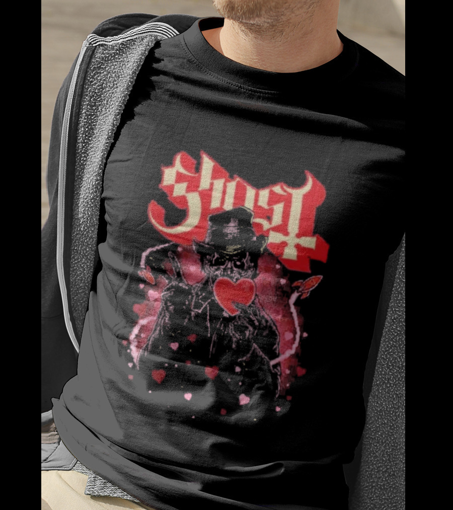 Ghost Nameless Ghouls Cult Valentines Hearts And Rockets T-Shirt