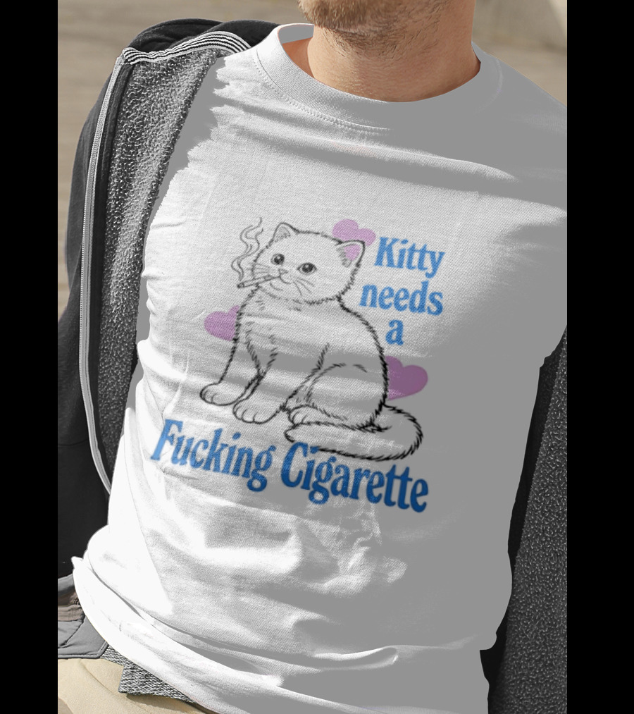 Kitty Needs A Fucking Cigarette Smoke Cloud Comic T-Shirt