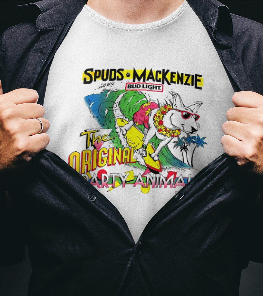 Spuds MacKenzie Bud Light Surfing The Original Party Animal T-Shirt