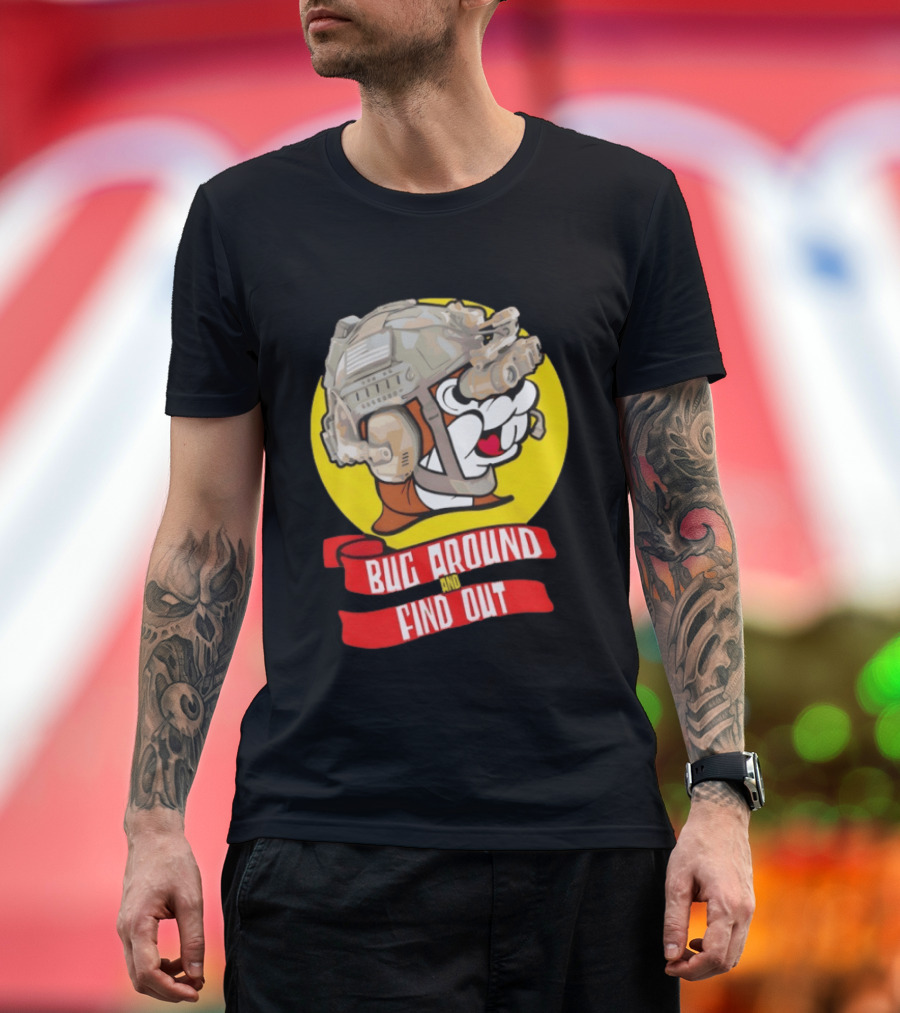 Beaver Army Bug Around And Find Out Helmet Cartoon Fandom T-Shirt