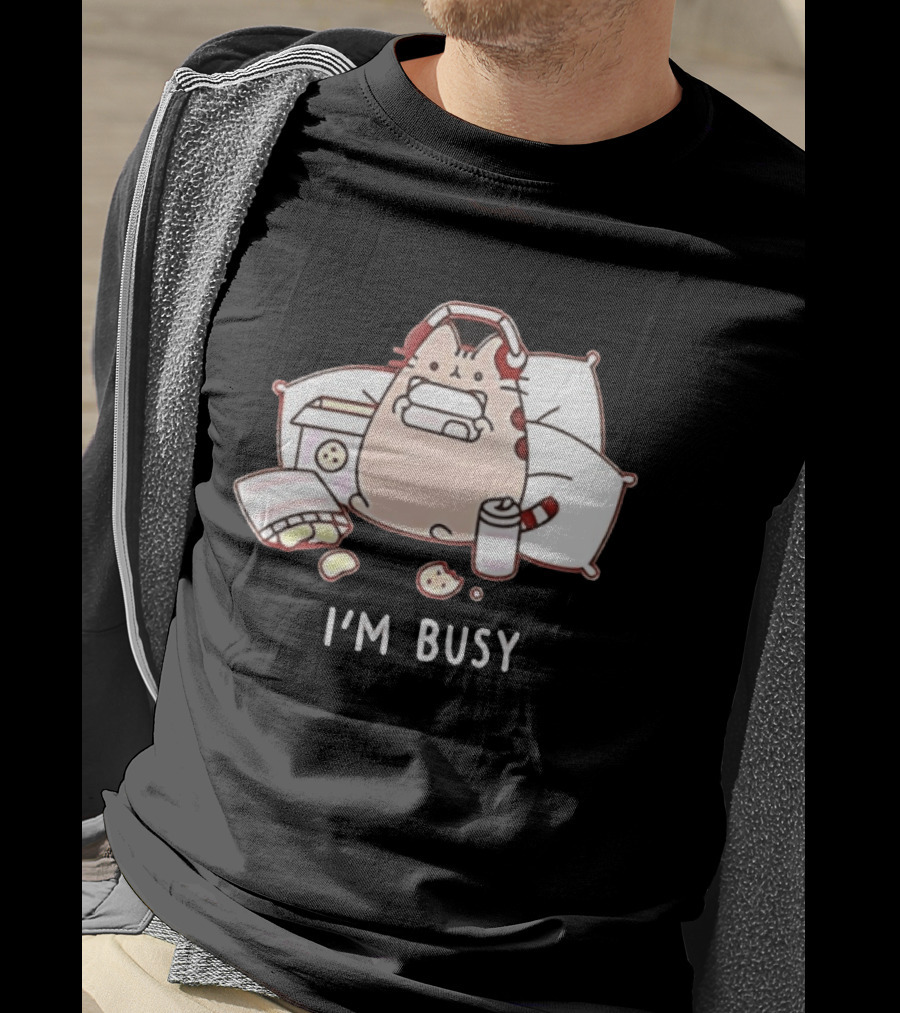 I'm Busy Cat Snack Time With Pizza Chips And Soda T-Shirt