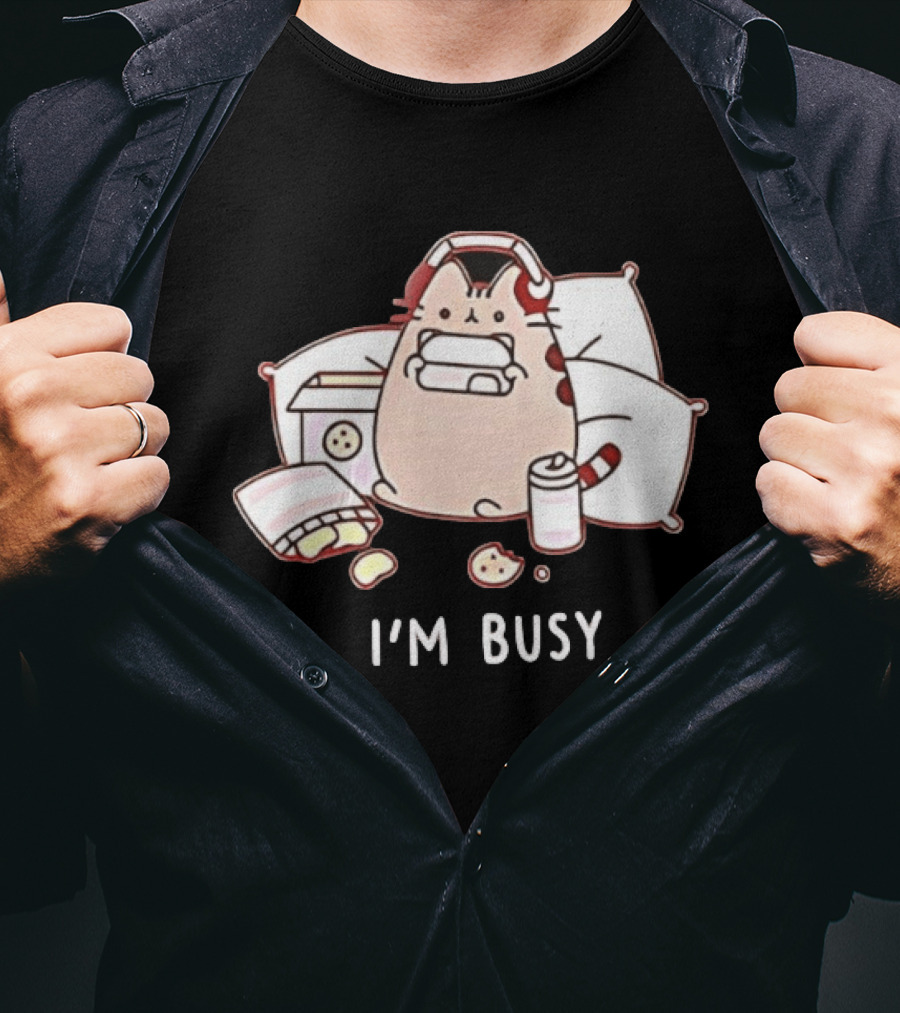 I'm Busy Cat Snack Time With Pizza Chips And Soda T-Shirt
