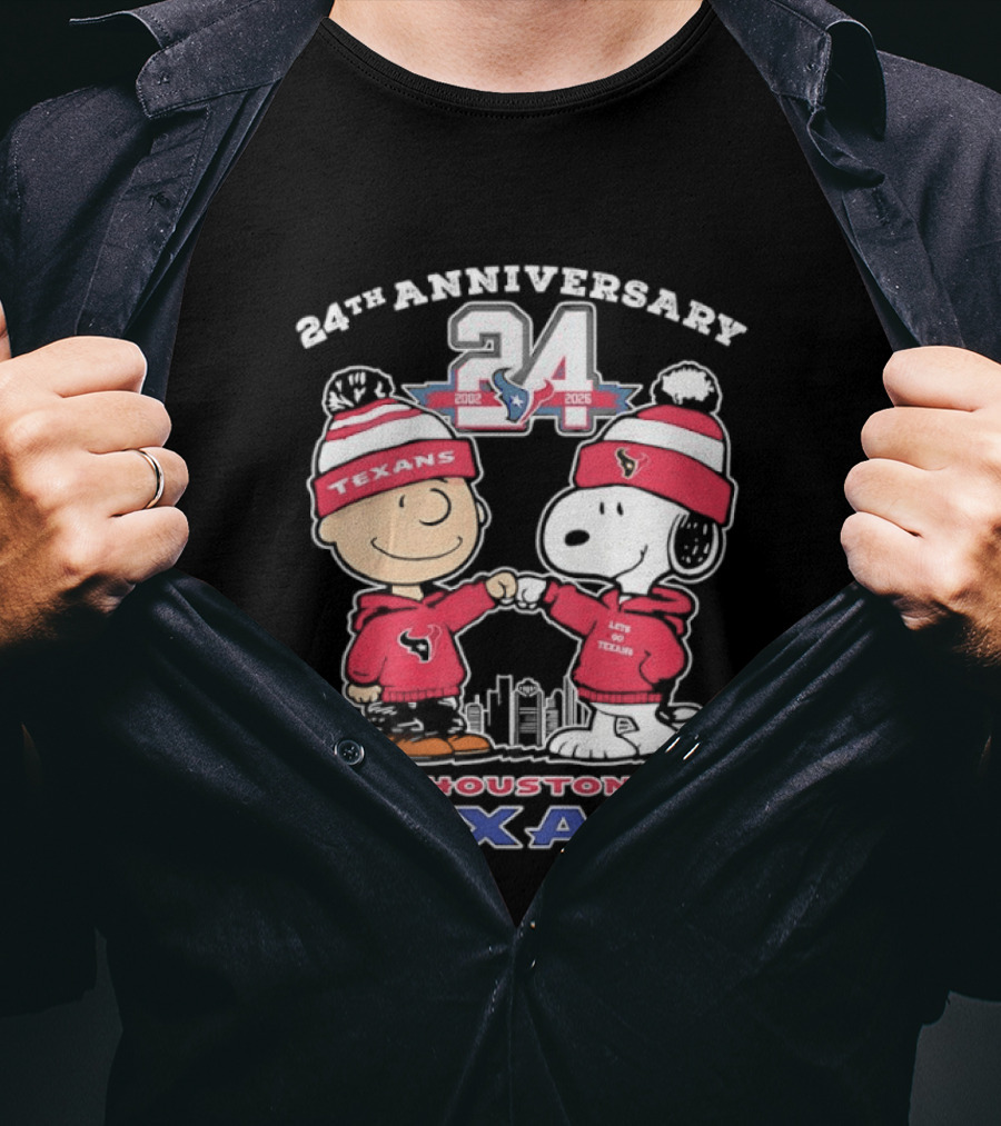 24th Anniversary Charlie Brown Snoopy Houston Texans 2002 2026 T-Shirt