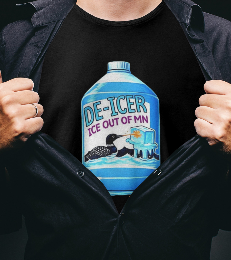 De Icer Ice Out Of MN Loon Anti ICE Protest Minnesota Loon T-Shirt
