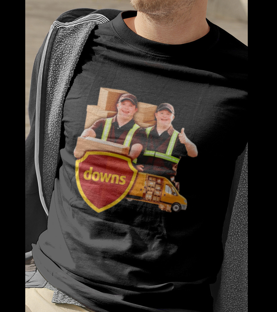 Downs UPS Delivery Service With Smiling Workers And Packages T-Shirt
