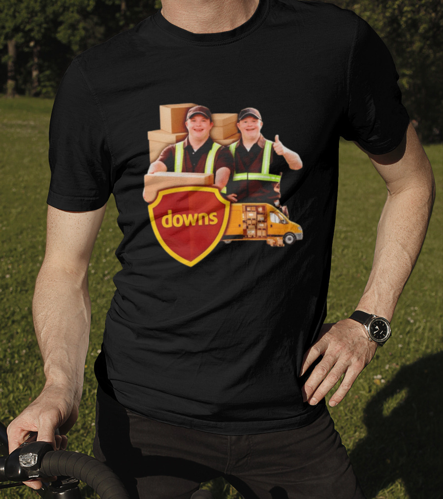 Downs UPS Delivery Service With Smiling Workers And Packages T-Shirt