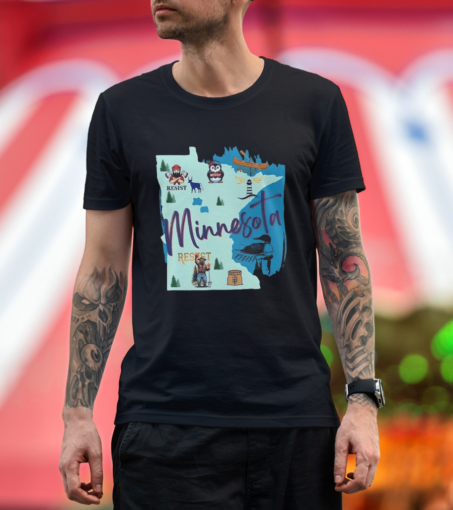 Minnesota Resist Lumberjack Penguin Canoe Loon Lighthouse Deer T-Shirt