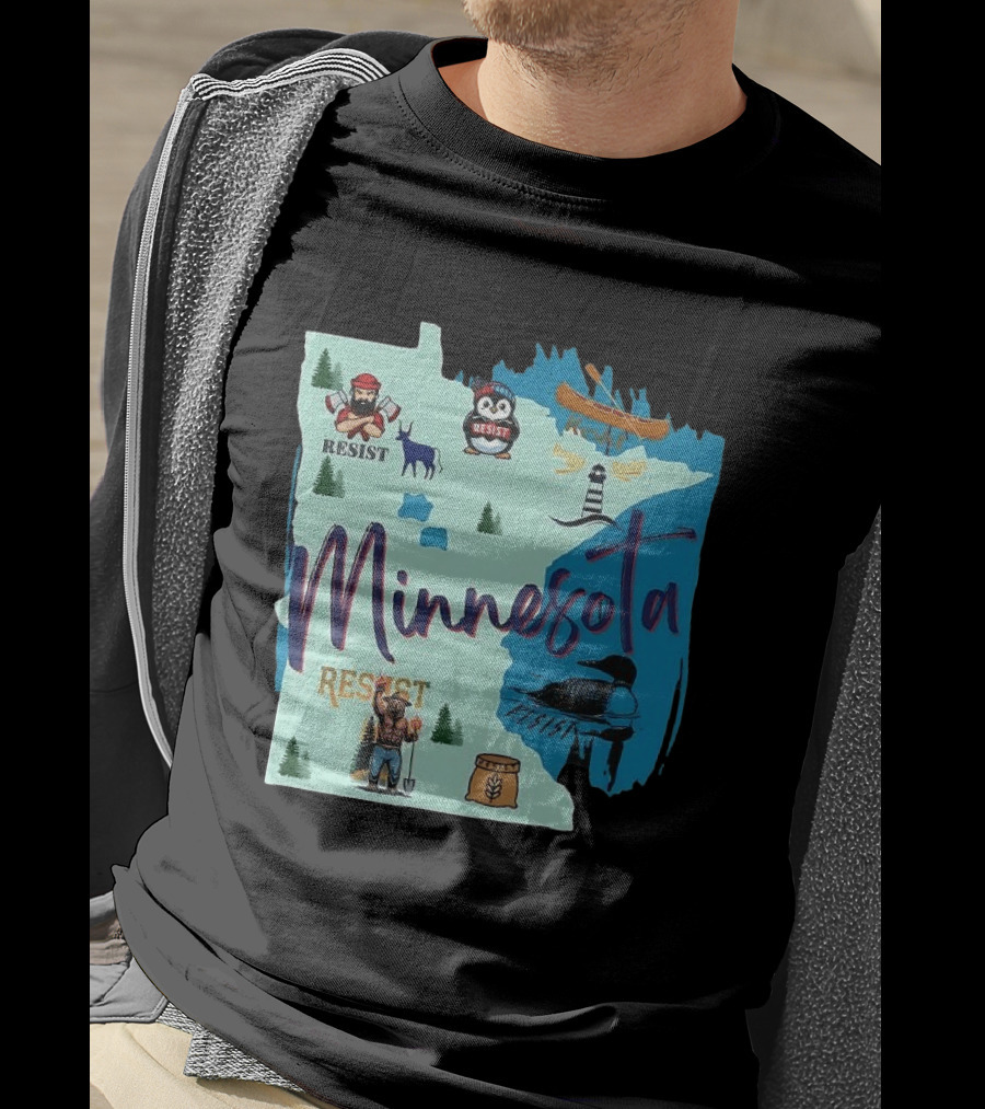 Minnesota Resist Lumberjack Penguin Canoe Loon Lighthouse Deer T-Shirt