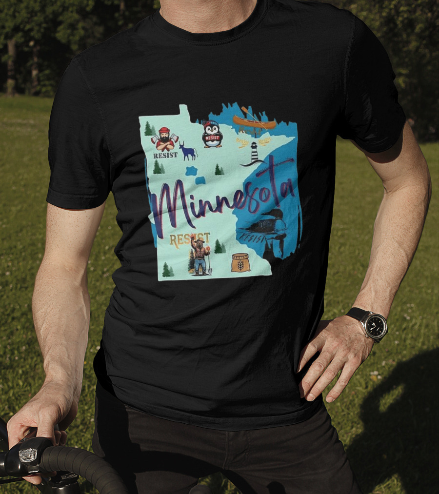 Minnesota Resist Lumberjack Penguin Canoe Loon Lighthouse Deer T-Shirt