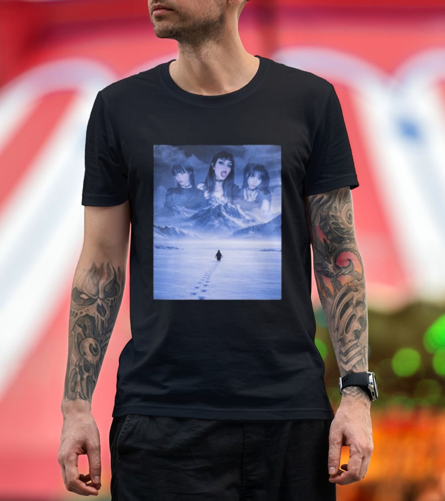 Nihilist Penguin Goth Girls Dark Winter Mountain Scene T-Shirt