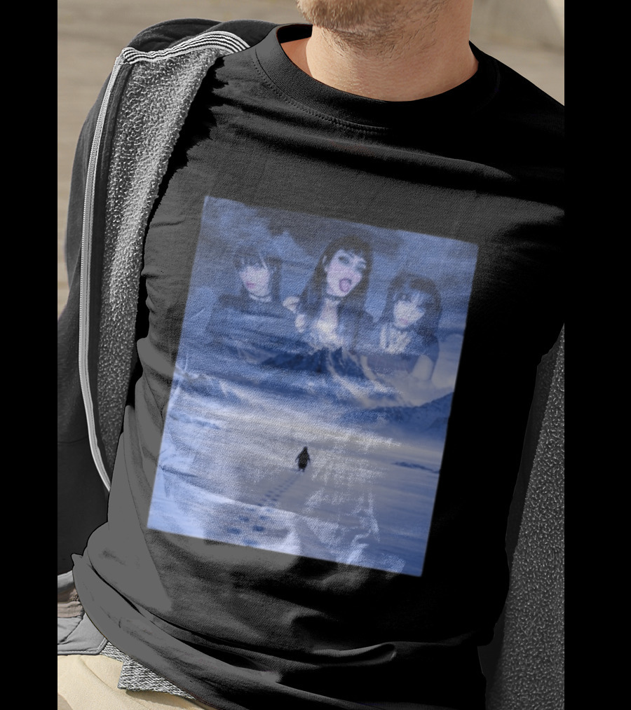 Nihilist Penguin Goth Girls Dark Winter Mountain Scene T-Shirt