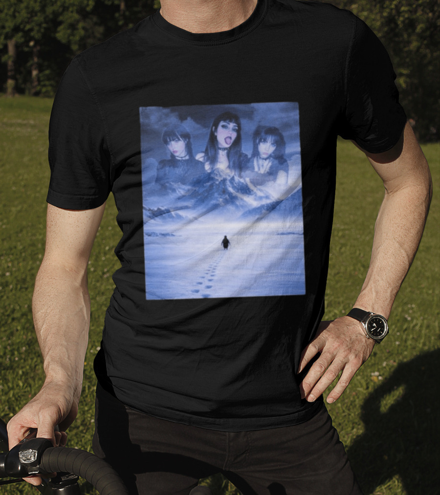 Nihilist Penguin Goth Girls Dark Winter Mountain Scene T-Shirt