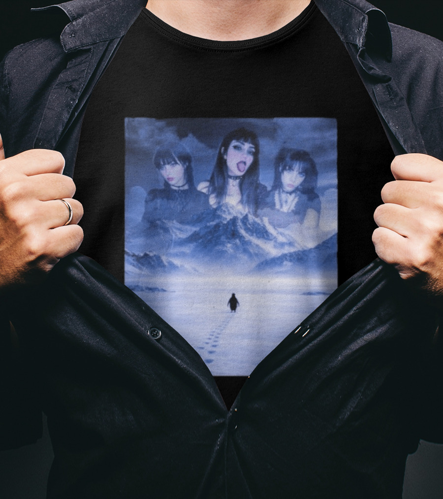 Nihilist Penguin Goth Girls Dark Winter Mountain Scene T-Shirt