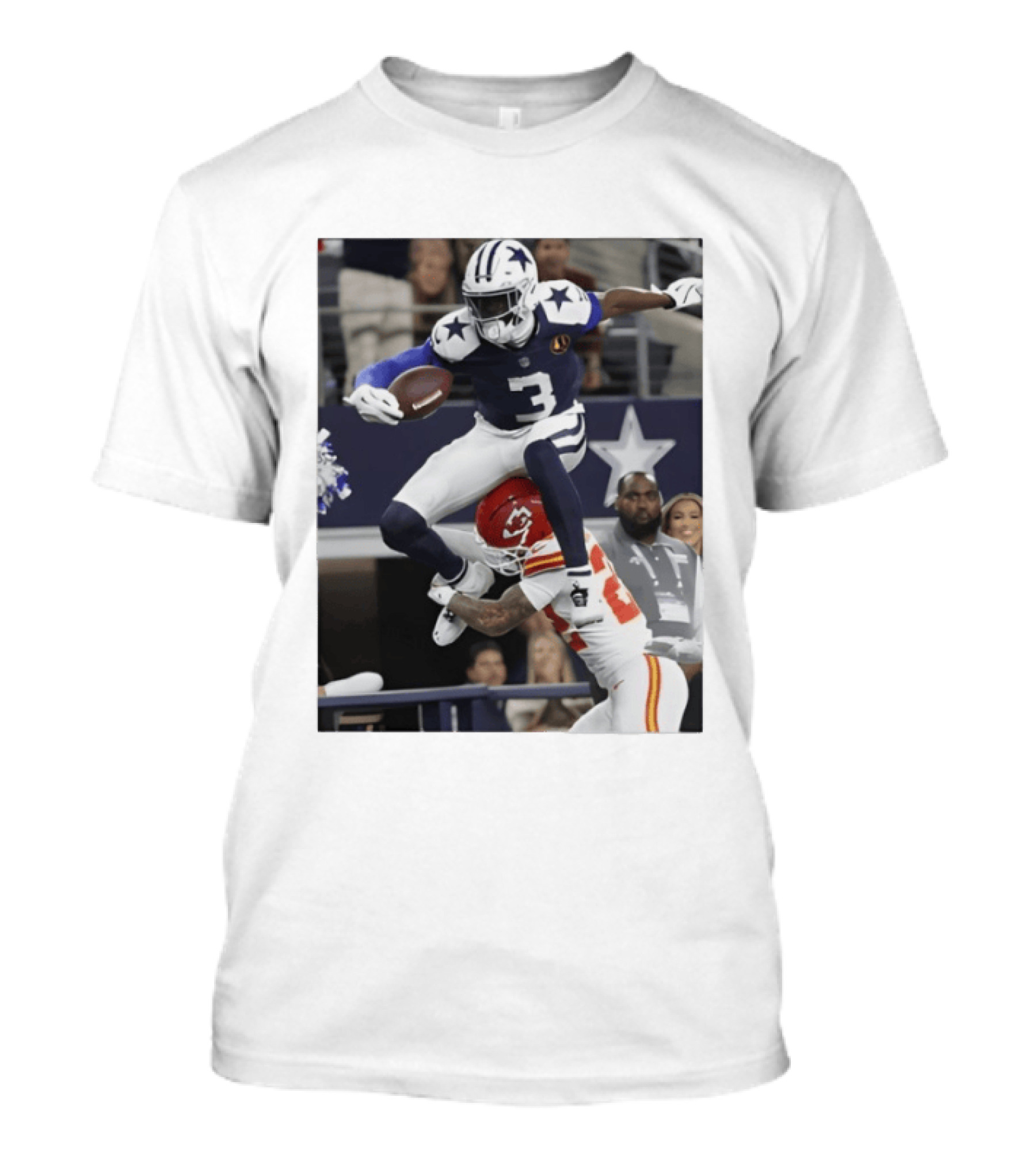 Football Leap Dallas Vs Kansas Royals Dynamic Action T-Shirt