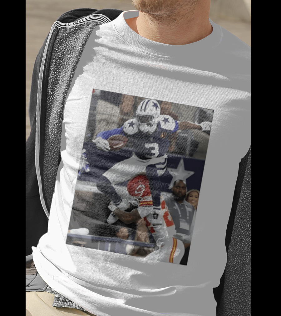 Football Leap Dallas Vs Kansas Royals Dynamic Action T-Shirt