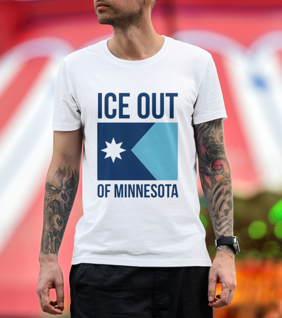 ICE Out Of Minnesota Star Flag T-Shirt