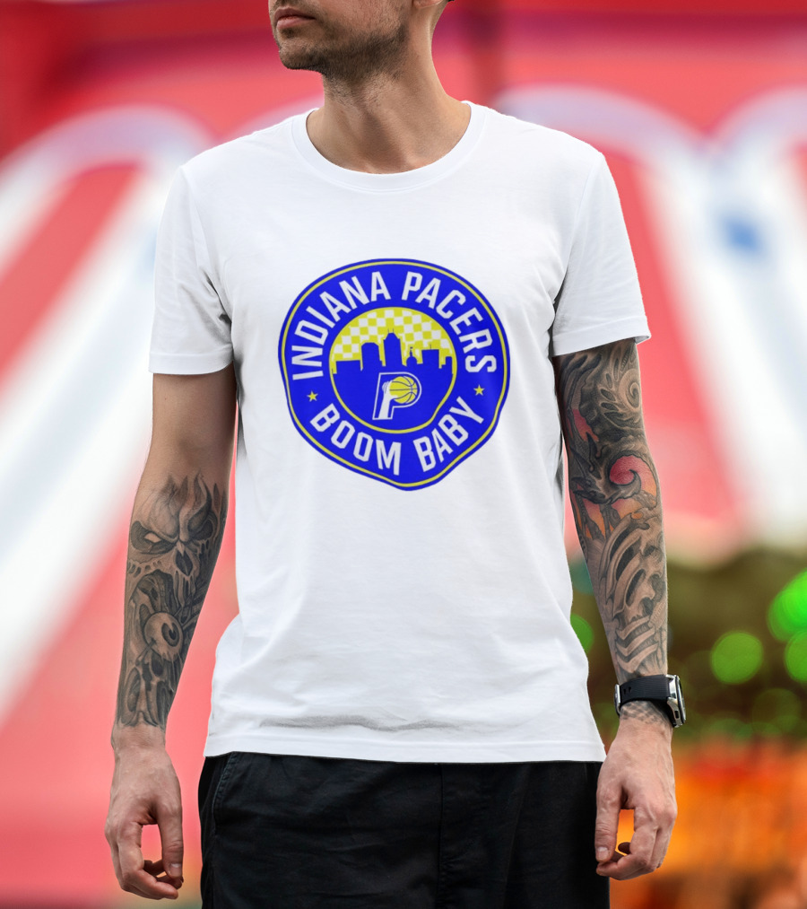 Indiana Pacers Boom Baby Skyline Basketball Team Circle T-Shirt