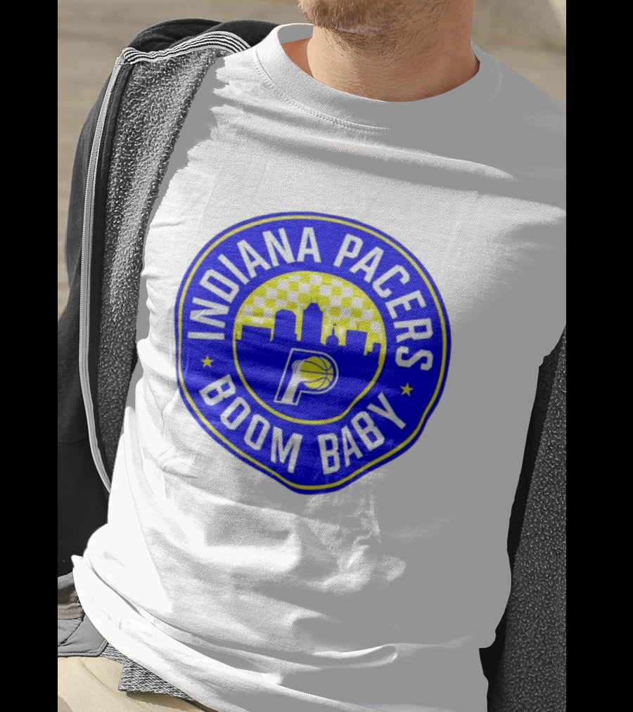 Indiana Pacers Boom Baby Skyline Basketball Team Circle T-Shirt