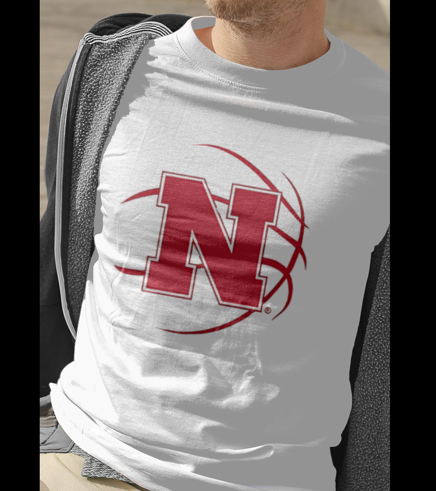 Nebraska Basketball Red N And Ball T-Shirt
