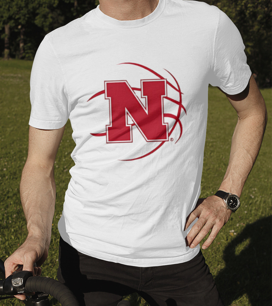 Nebraska Basketball Red N And Ball T-Shirt