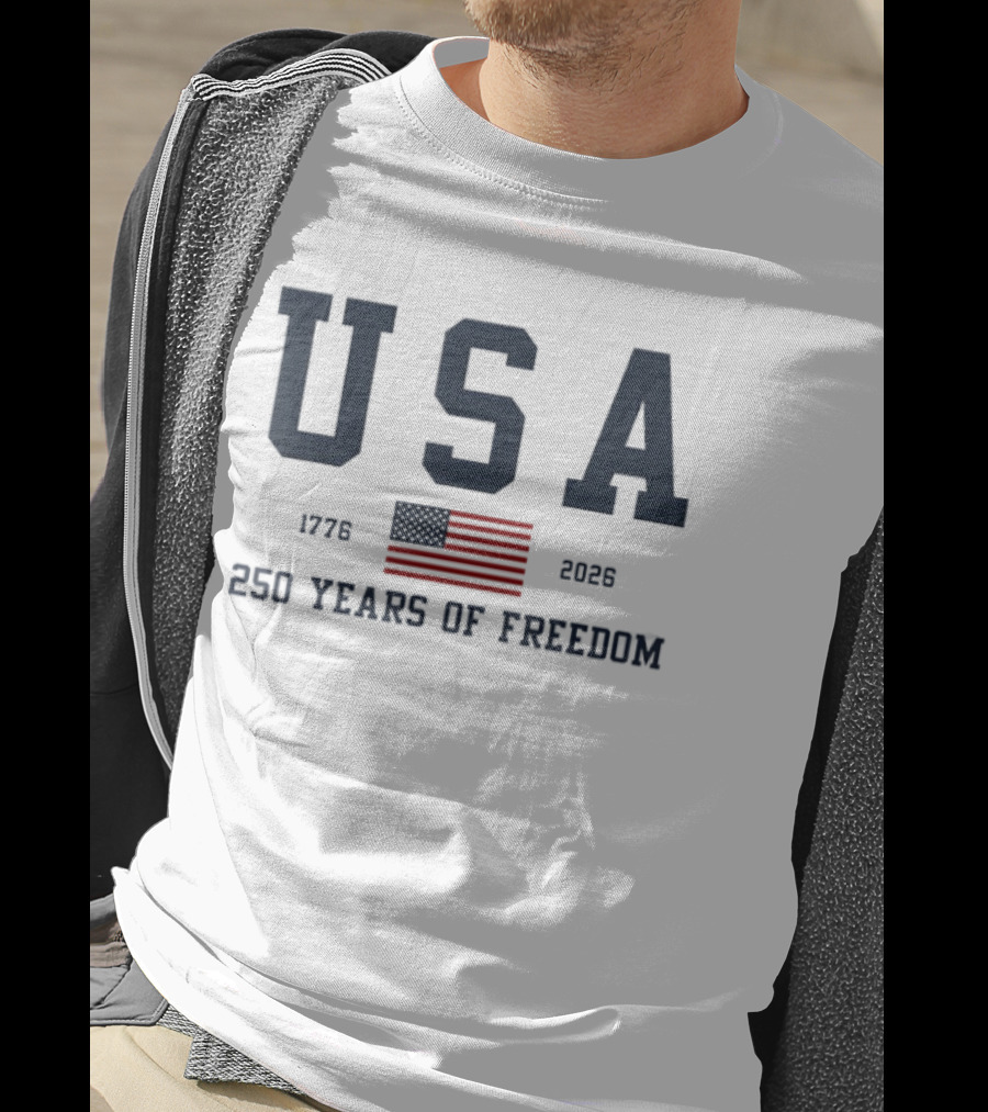 USA 250 Years Of Freedom 1776 2026 American Flag Celebration T-Shirt