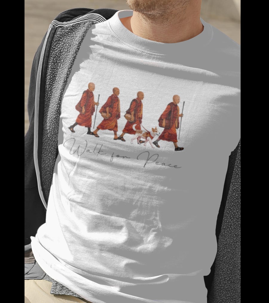 Peaceful Journey With Monks And Aloka Dog Walk For Peace T-Shirt