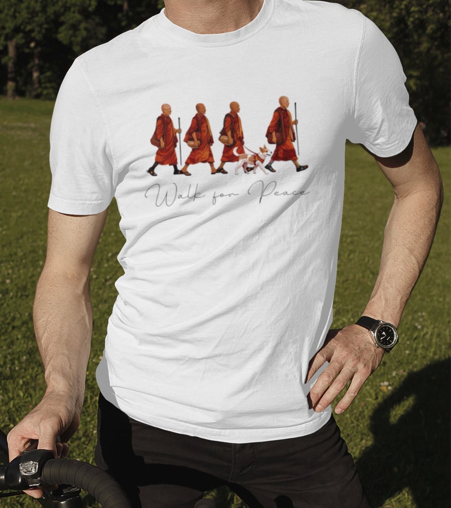 Peaceful Journey With Monks And Aloka Dog Walk For Peace T-Shirt