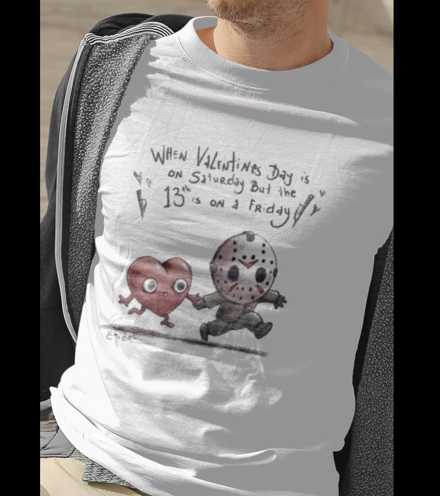 When Valentines Day Is On Saturday And The 13th Is On Friday Cartoon Heart And Masked T-Shirt