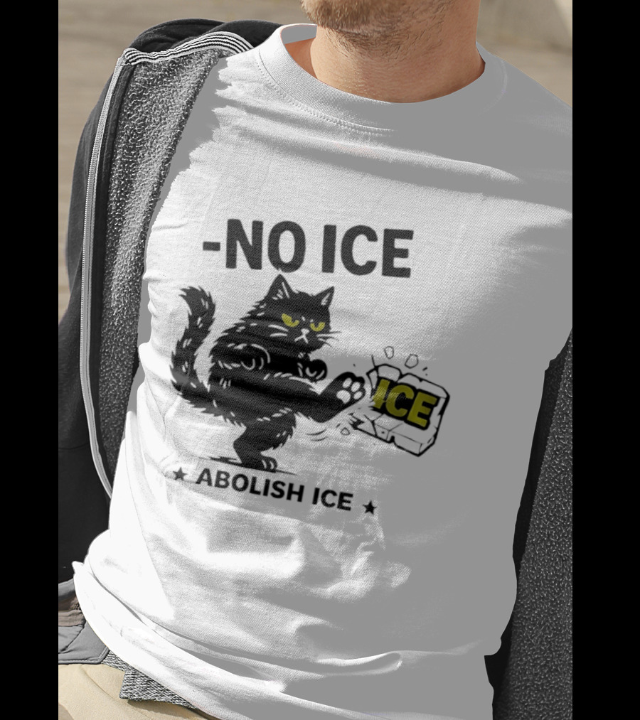 Black Cat No Ice Abolish ICE T-Shirt