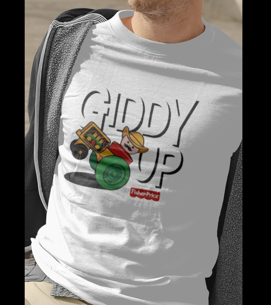 Giddy Up Fisher Price Cowboy On Tractor T-Shirt