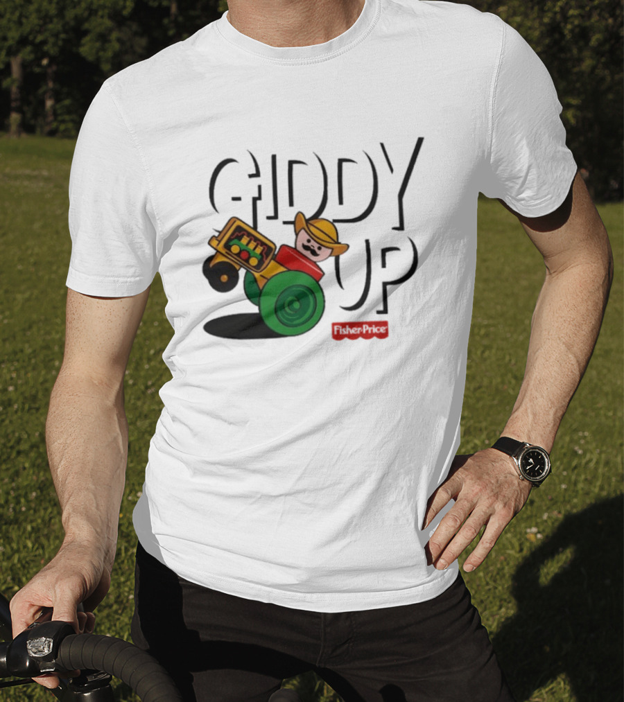 Giddy Up Fisher Price Cowboy On Tractor T-Shirt