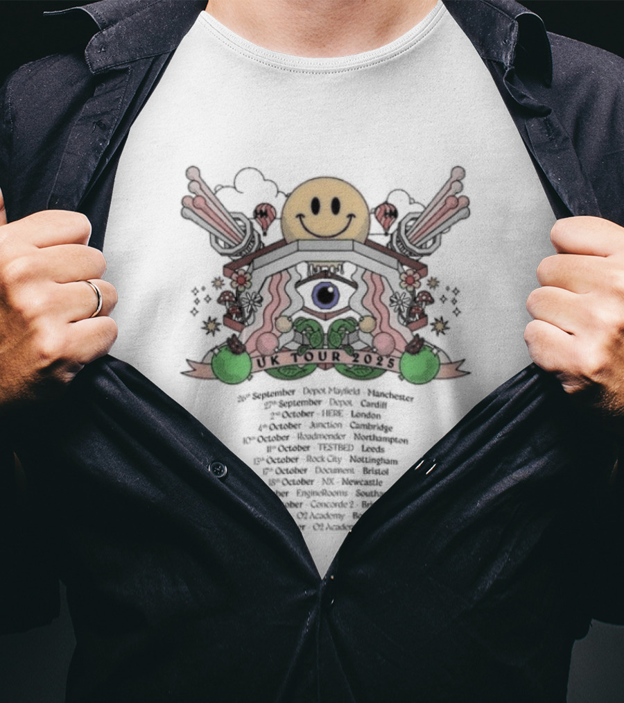 Hybrid Minds UK 2025 Tour Smiley Eye And Nature T-Shirt
