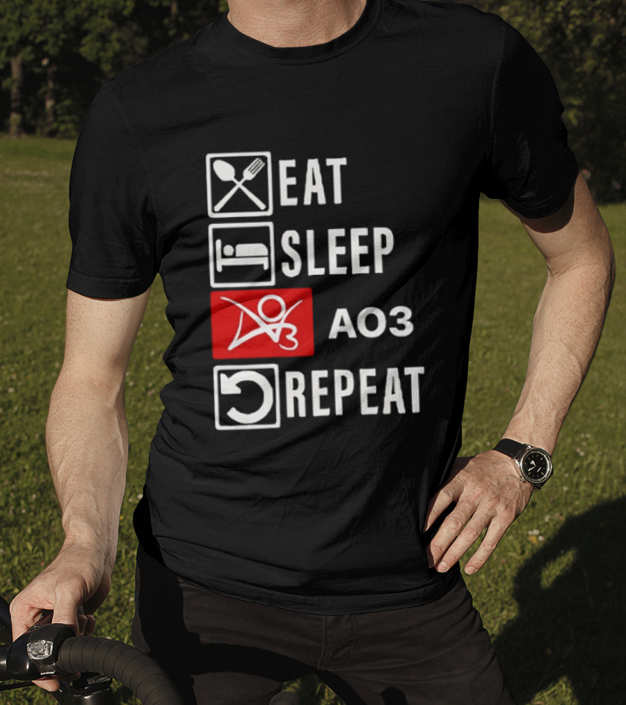 Eat Sleep AO3 Repeat Fanfiction Enthusiast Lifestyle T-Shirt