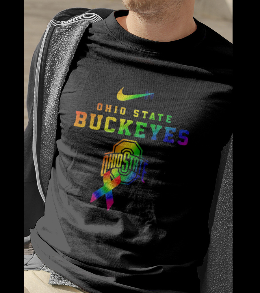 Ohio State Buckeyes Rainbow Logo Fight Cancer In All T-Shirt