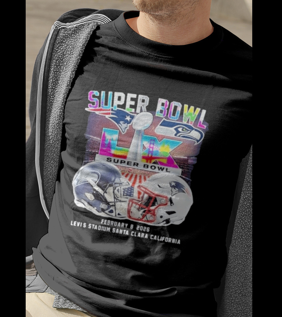 Super Bowl LX Patriots Vs Seahawks February 8 2026 Levi's Stadium Santa Clara California T-Shirt