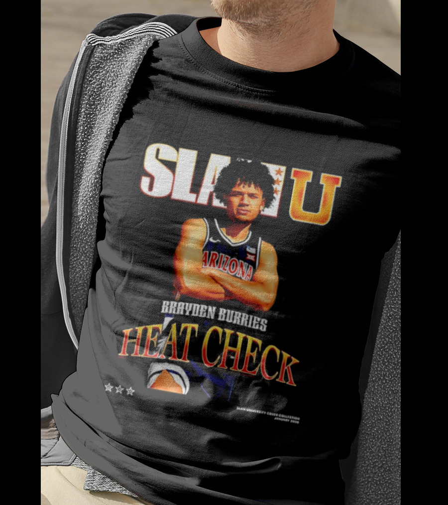 SlamU Brayden Burries Heat Check Arizona Basketball Star T-Shirt