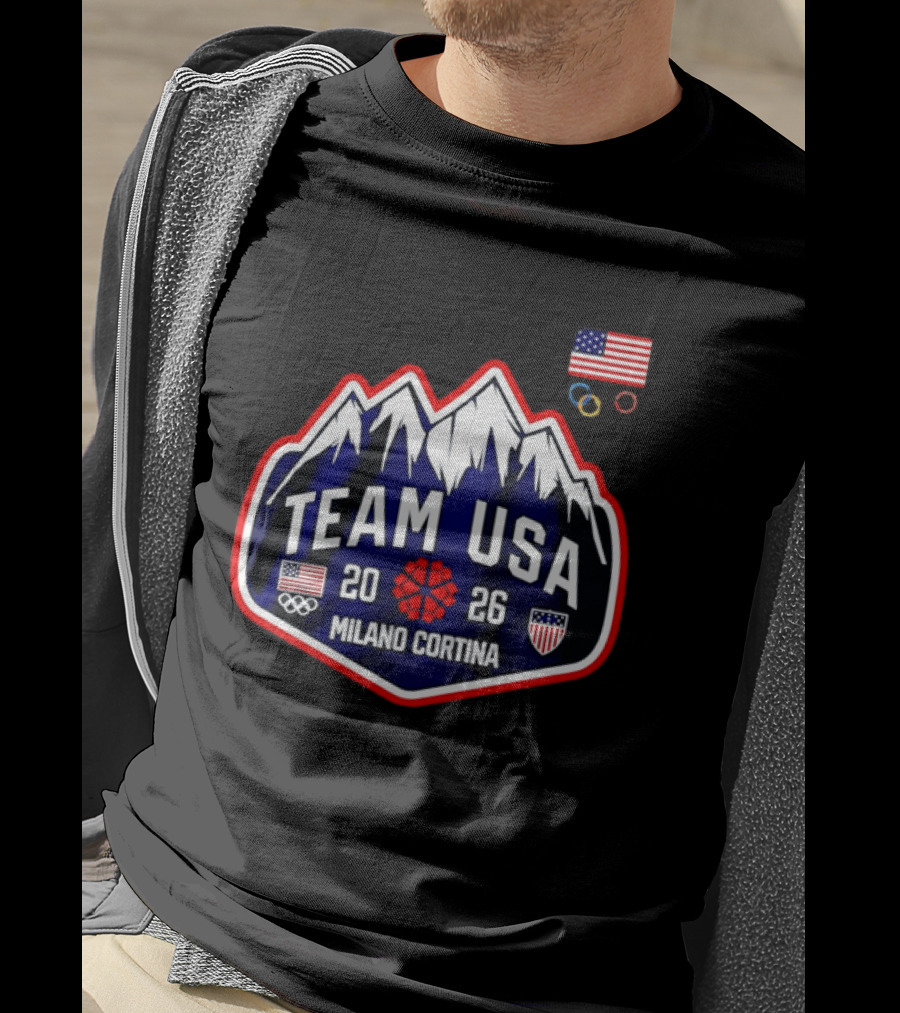 Team Usa 2026 Milano Cortina Olympics American Flag Mountain T-Shirt