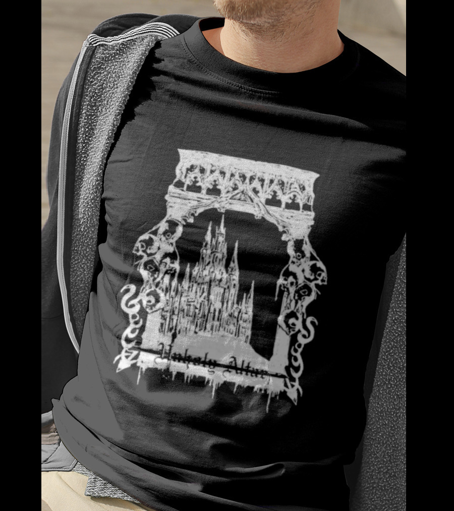 Unholy Altar Castle Gothic Architecture Mysterious Shadows T-Shirt
