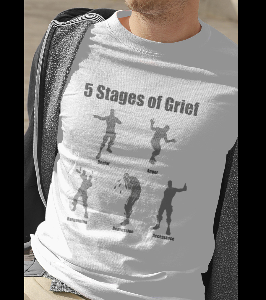 5 Stages Of Grief Denial Anger Bargaining Depression Acceptance Dancing Poses T-Shirt