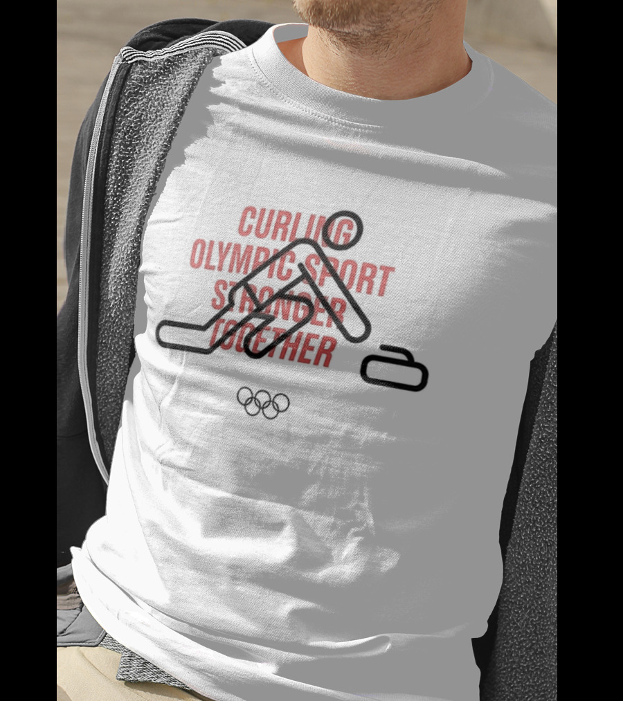 Curling Olympic Sport Stronger Together Iconic Rings T-Shirt