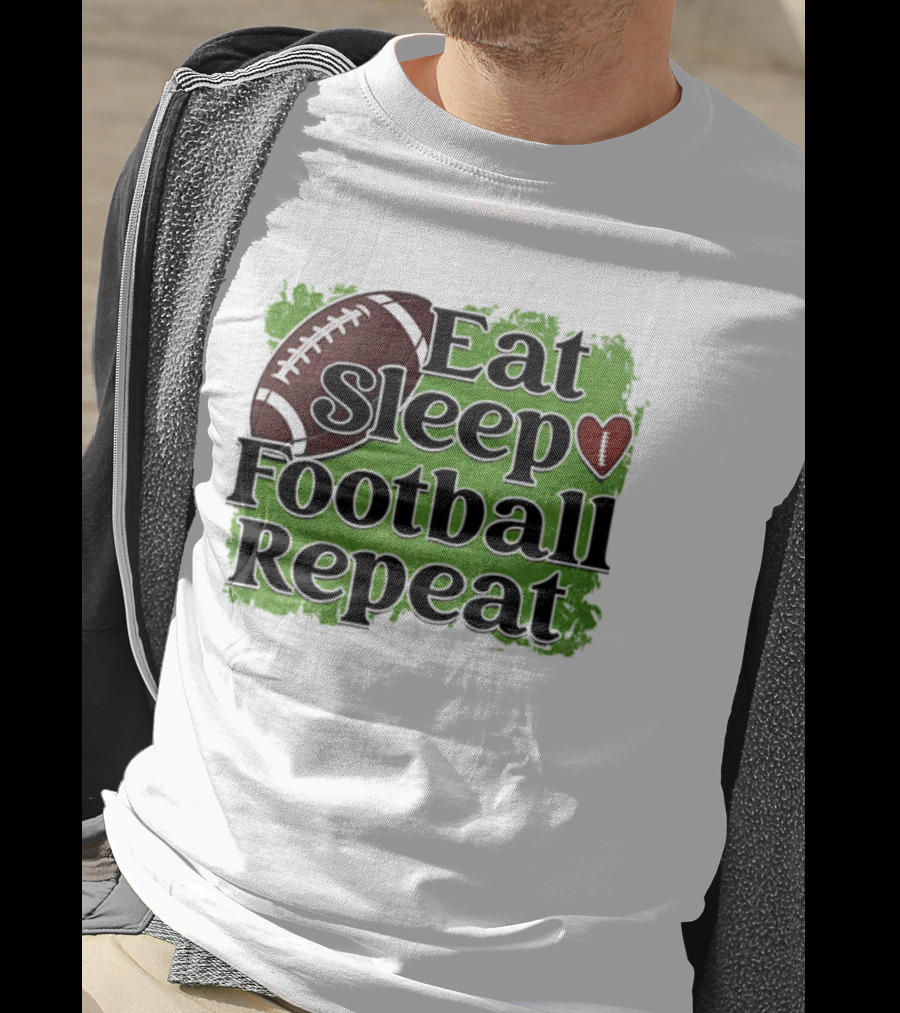 Eat Sleep Football Repeat Heart Football T-Shirt