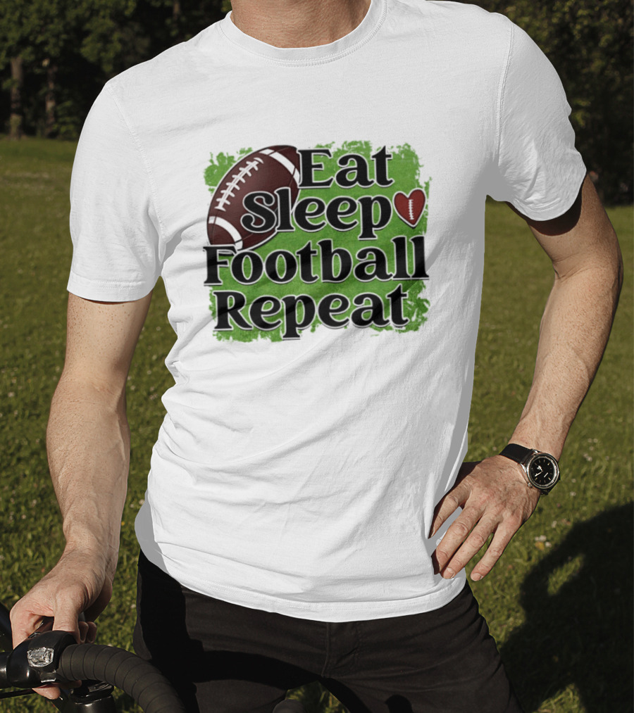 Eat Sleep Football Repeat Heart Football T-Shirt