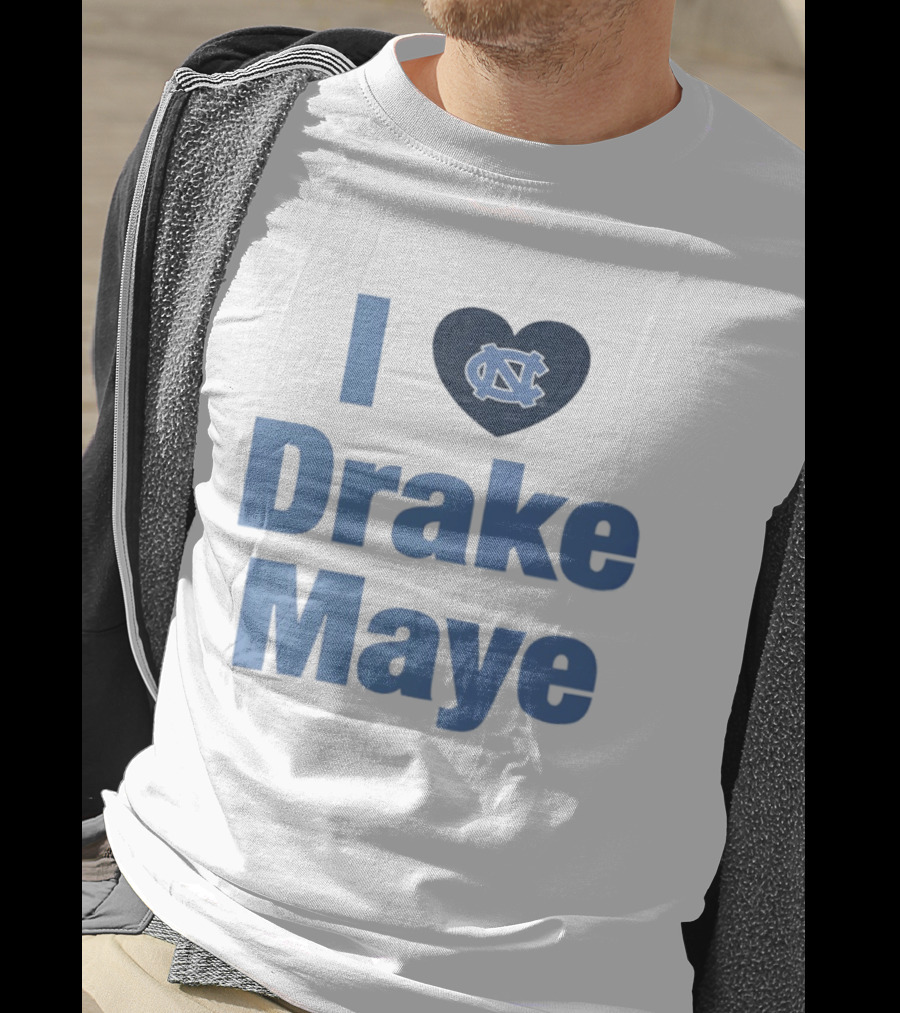 I Love Drake Maye UNC Tar Heels Football Heart T-Shirt