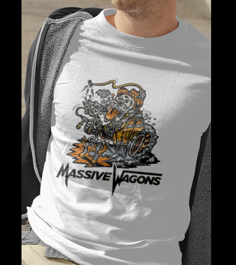 Massive Wagons Skeleton Cowboy In Car T-Shirt