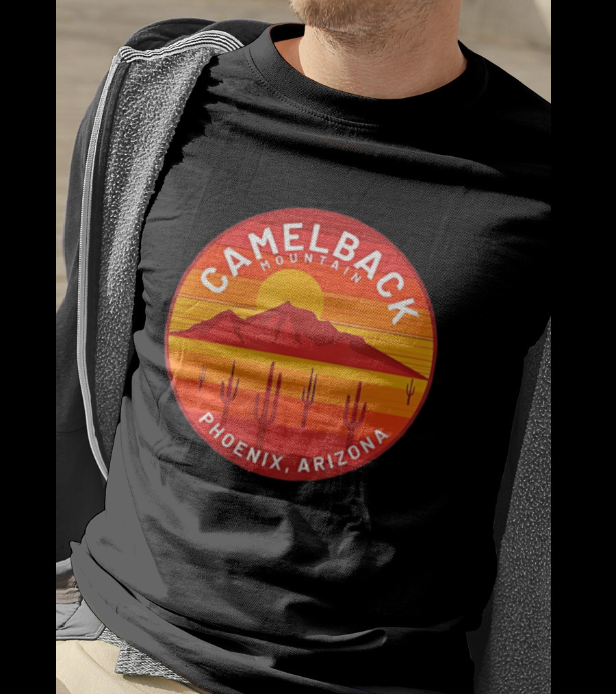 Camelback Mountain Phoenix Arizona Sunset Cactus Desert Hiking T-Shirt