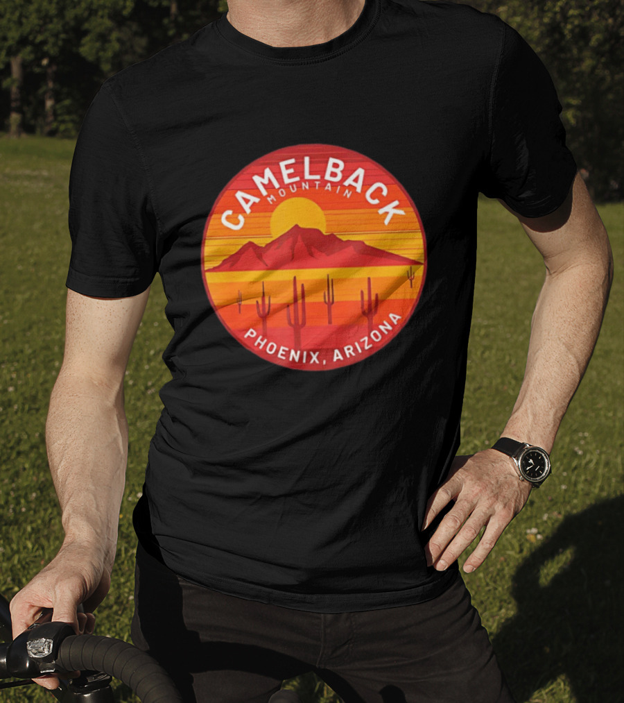 Camelback Mountain Phoenix Arizona Sunset Cactus Desert Hiking T-Shirt